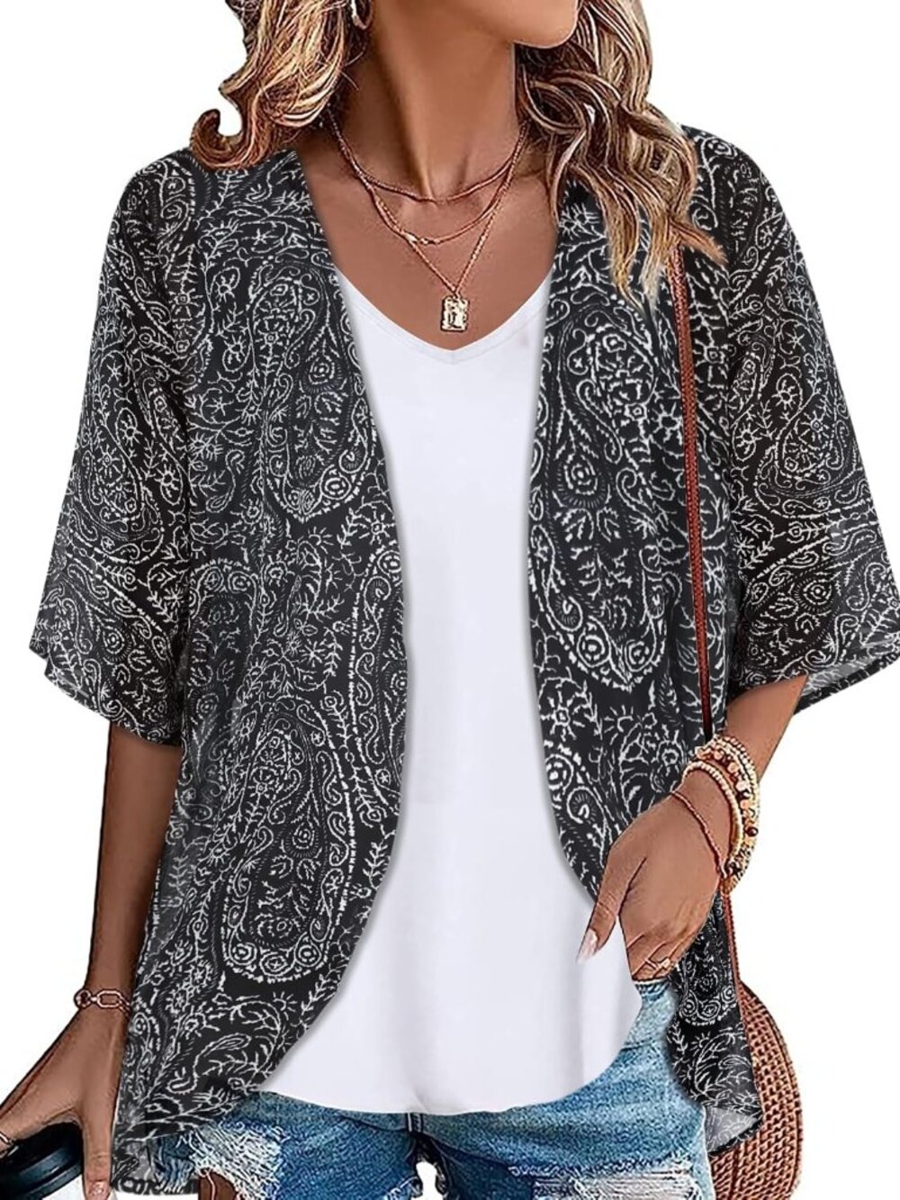 Womens Kimono Beach Cover Up Chiffon Cardigan Floral Summer Tops Loose Capes 202